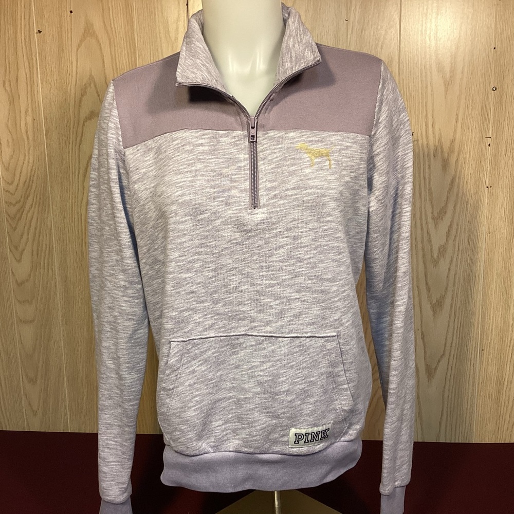 Pink Victoria’s Secret 1/4 zip Sweatshirt Womens size Small Love Pink
